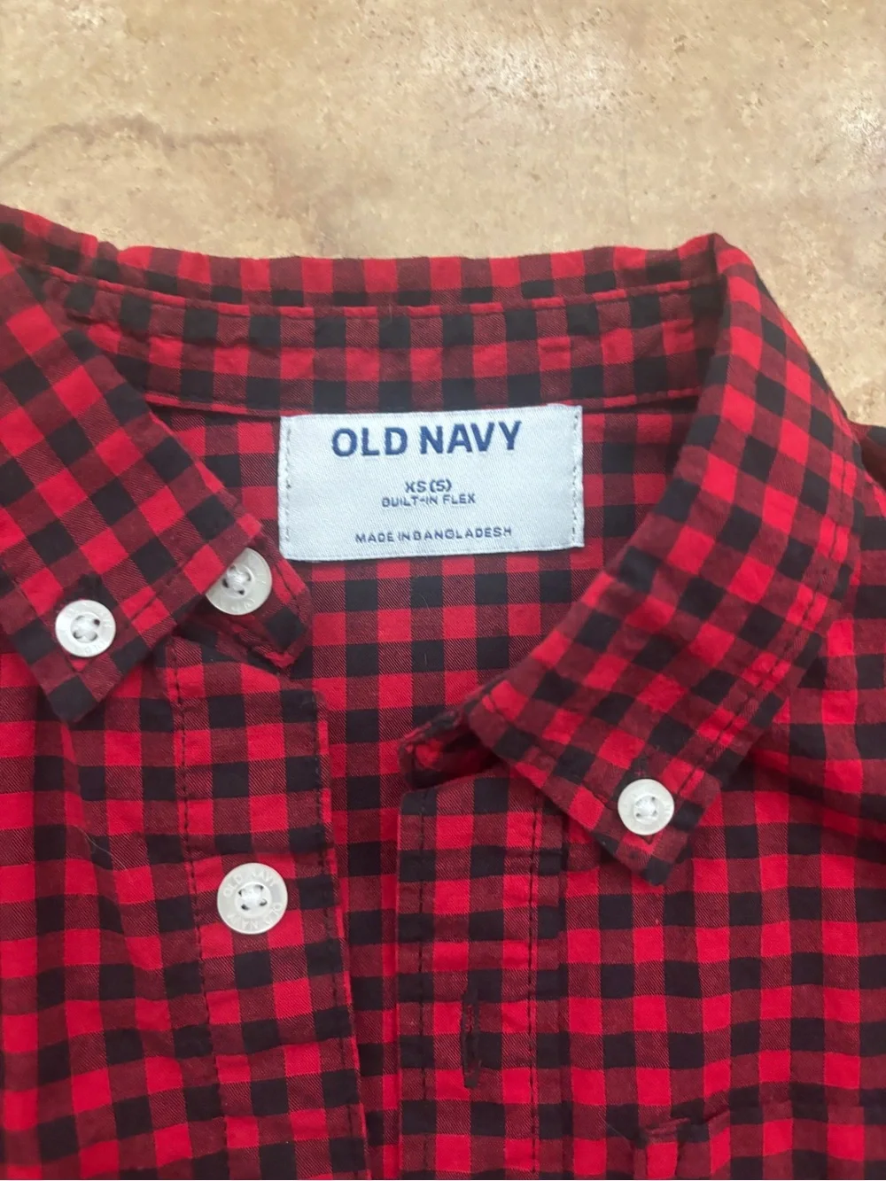 Old Navy Red and Black Checkered Button-Down Shirt for Kids